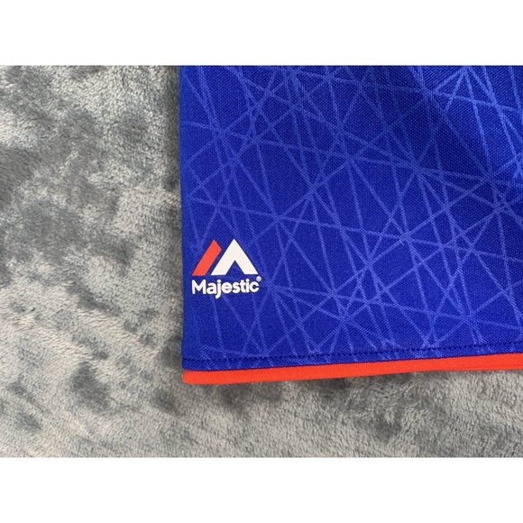 MLB Majestic Baseball Cool Base Chicago Cubs Royal Blue Polo Shirt Men's 2XL XXL - Picture 5 of 9